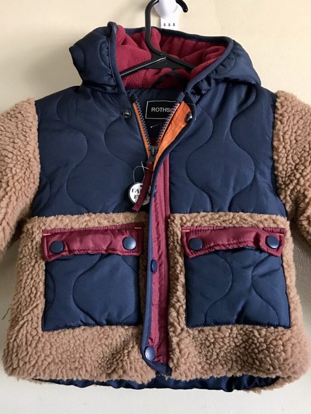 S Rothschild & CO Baby Boys Mix‎ Media Jacket With Sherpa Size 2T - Picture 3 of 7